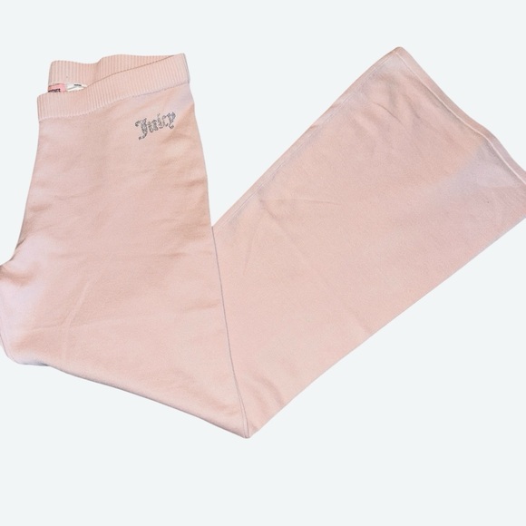 Juicy Couture Baby Pink Rhinestone Logo Knit Tracksuit Hoodie Pants Set XL - Picture 5 of 16